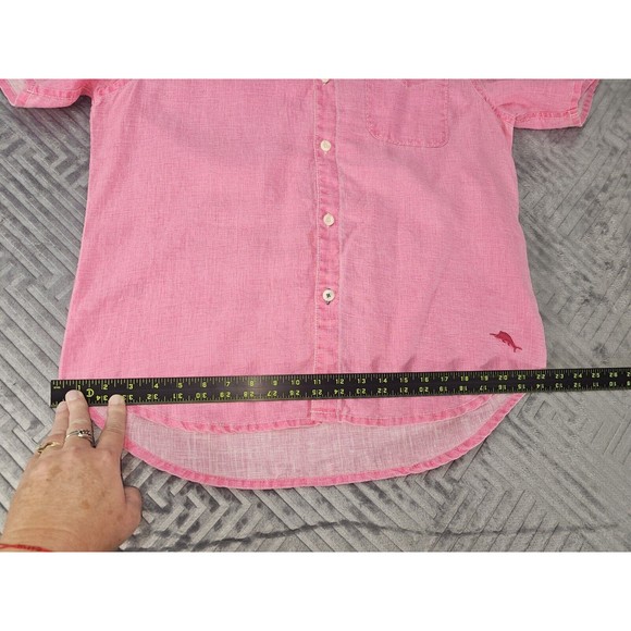 Tommy Bahama Relax Mens M Button Up Shirt Pink 100% Linen Short Sleeve * - Picture 13 of 16
